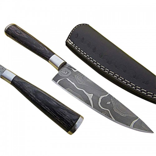 Damascus handmade chef knife sharped blade with free leather sheath